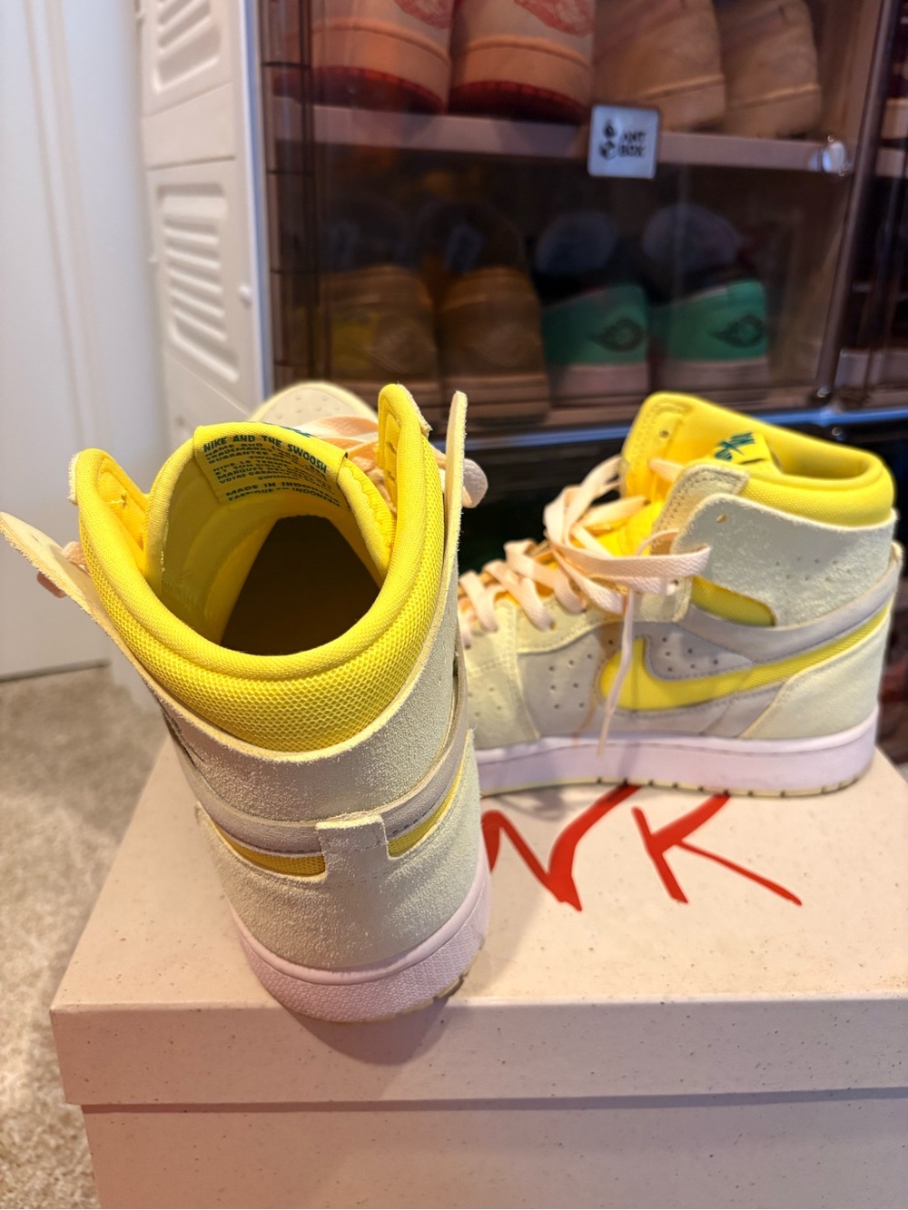 Men’s Jordan 1s Neon Yellow, White, Bone